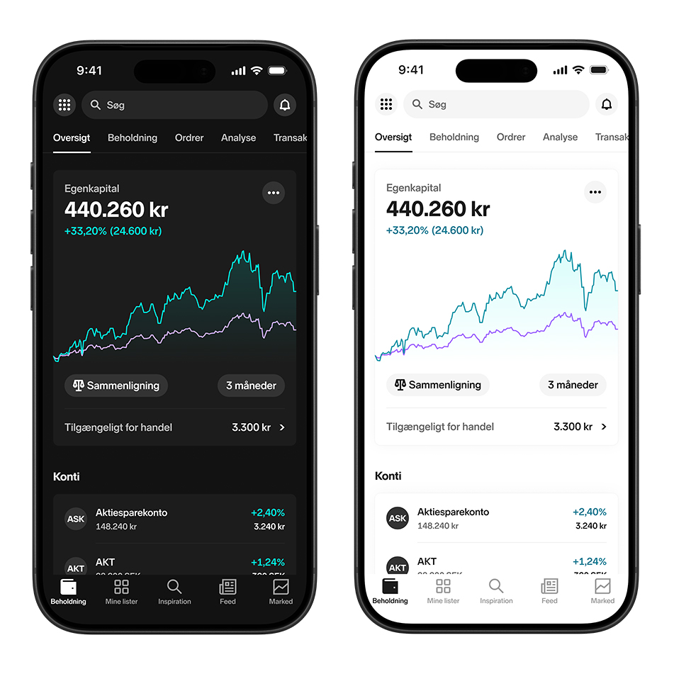 Account page DK new colours