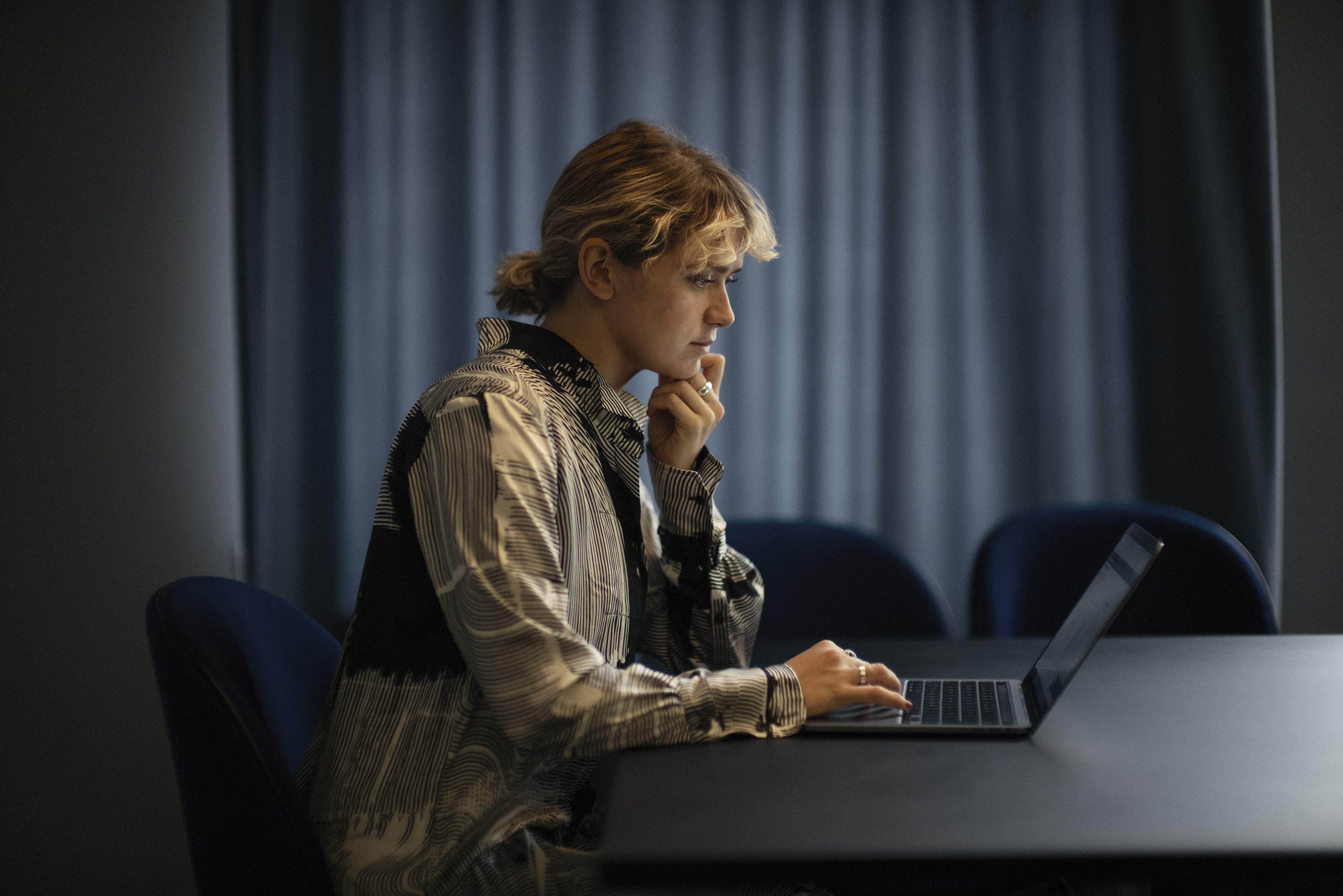 Woman working on a laptop