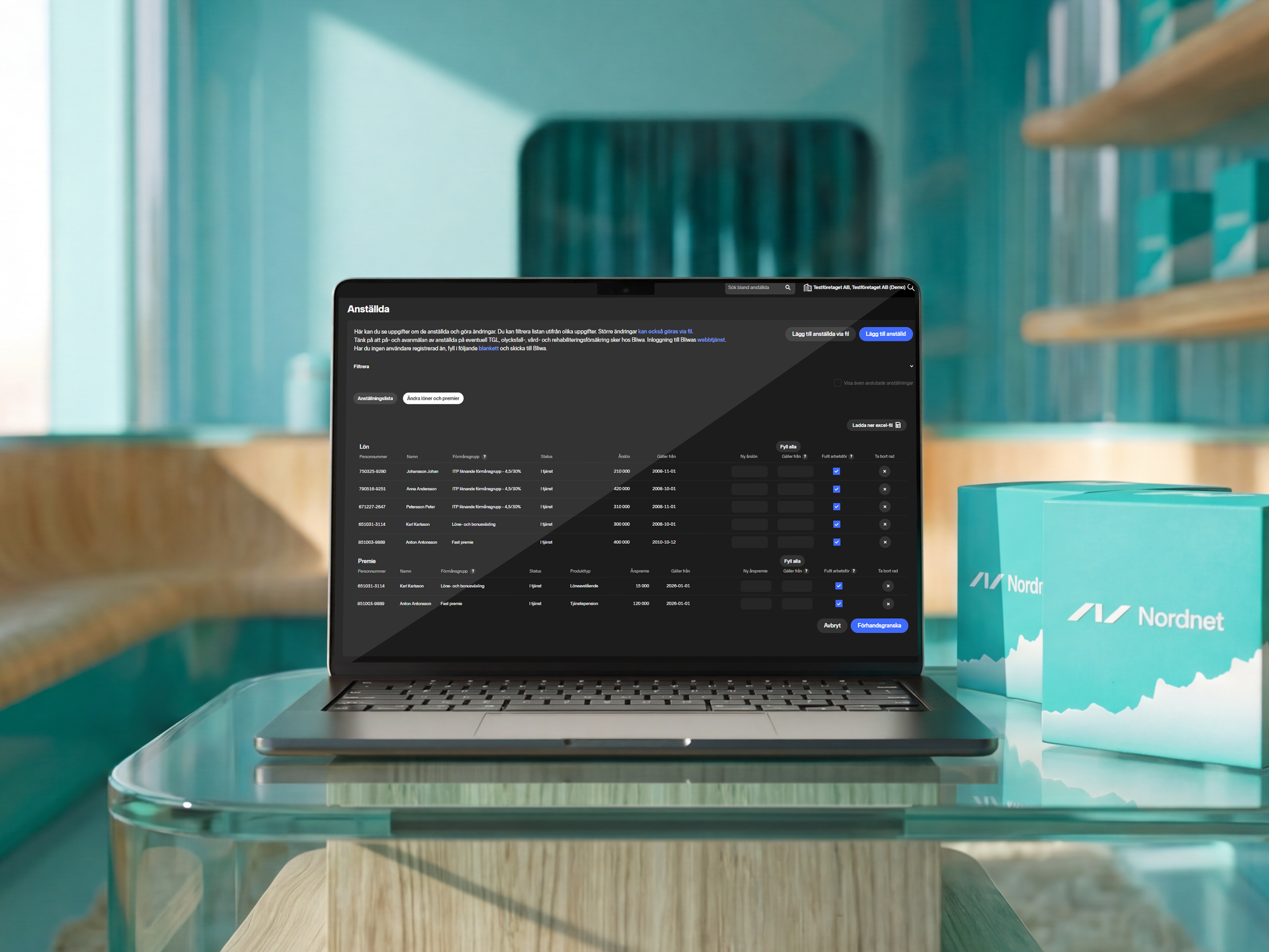 Mockup Hantera pension