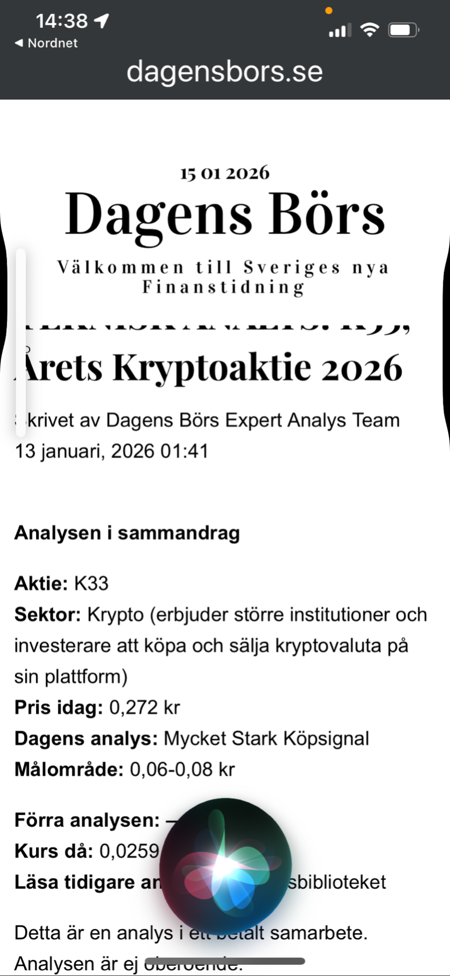 K33 (K33) osake | Nordnet